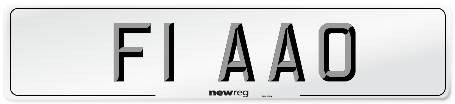 F1 AAO Number Plate from New Reg